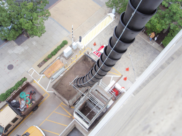 External plastic chute on Canadian embassy project